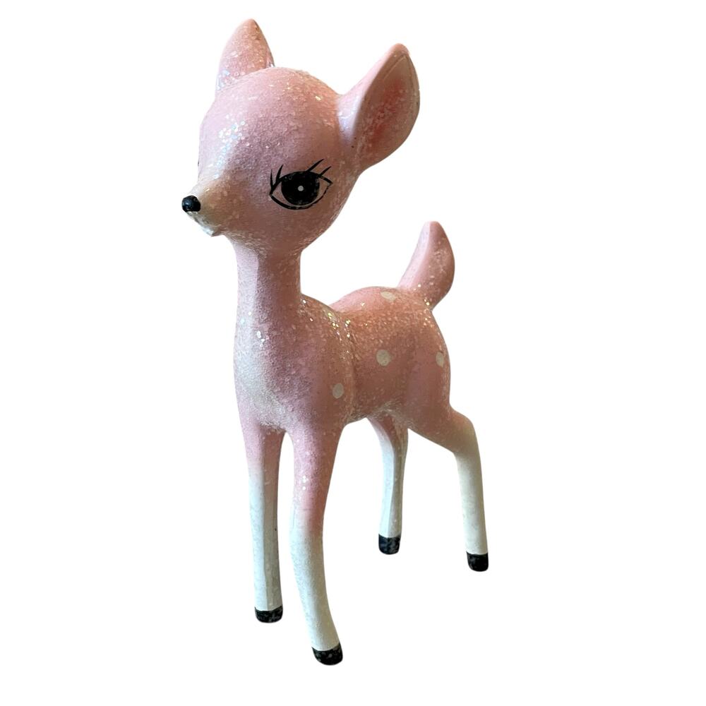 34th & Pine Pink Glitter Christmas Reindeer 9in Holiday Decor Viral NEW